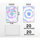 10Th Birthday Party Invitations, Out Single Digits Party Invites, Decorations, Favors, And Supplies For Kids Teens, Tie Dye Birthday Fill-In Invitations, 20 Cards With Envelopes (A03)