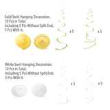 20 Pcs Gold White Foil Swirl Hanging Decorations Party Supplies