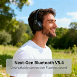 LC30Pro Hybrid Active Noise Cancelling Headphones, 100H Playtime Wireless Over Ear Bluetooth 5.4 Headset, Deep Bass, Multipoint Connection, Foldable