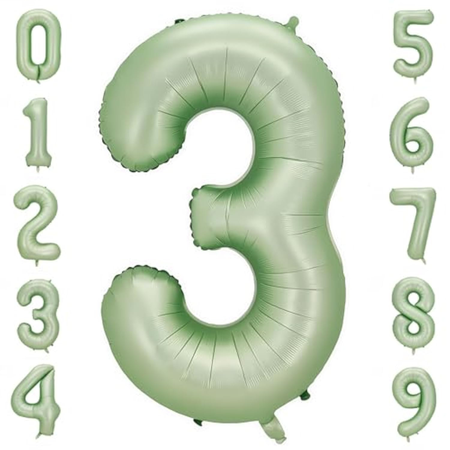 Sage Green 3 Number Balloon,Olive Green 3 Balloons 40 Inch Large Helium Foil Mylar Birthday Balloons For Boy Girl Baby Shower Birthday Jungle Party Decorations