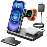 3 In 1 Charging Station For Apple, Foldable Wireless Charger Stand For Iphone 17 16 15 14, Fast Travel Phone Charging Dock For Multiple Devices For Apple Watch Ultra 11 10 9 8, Airpods 4 3 Pro