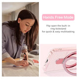 Magnetic Case For Iphone 13 And Iphone 14 With Stand [Compatible With Mag Safe], Glitter Translucent Slim Back Shockproof Protective Soft Cover With Bling Kickstand For Iphone 13/14- Pink