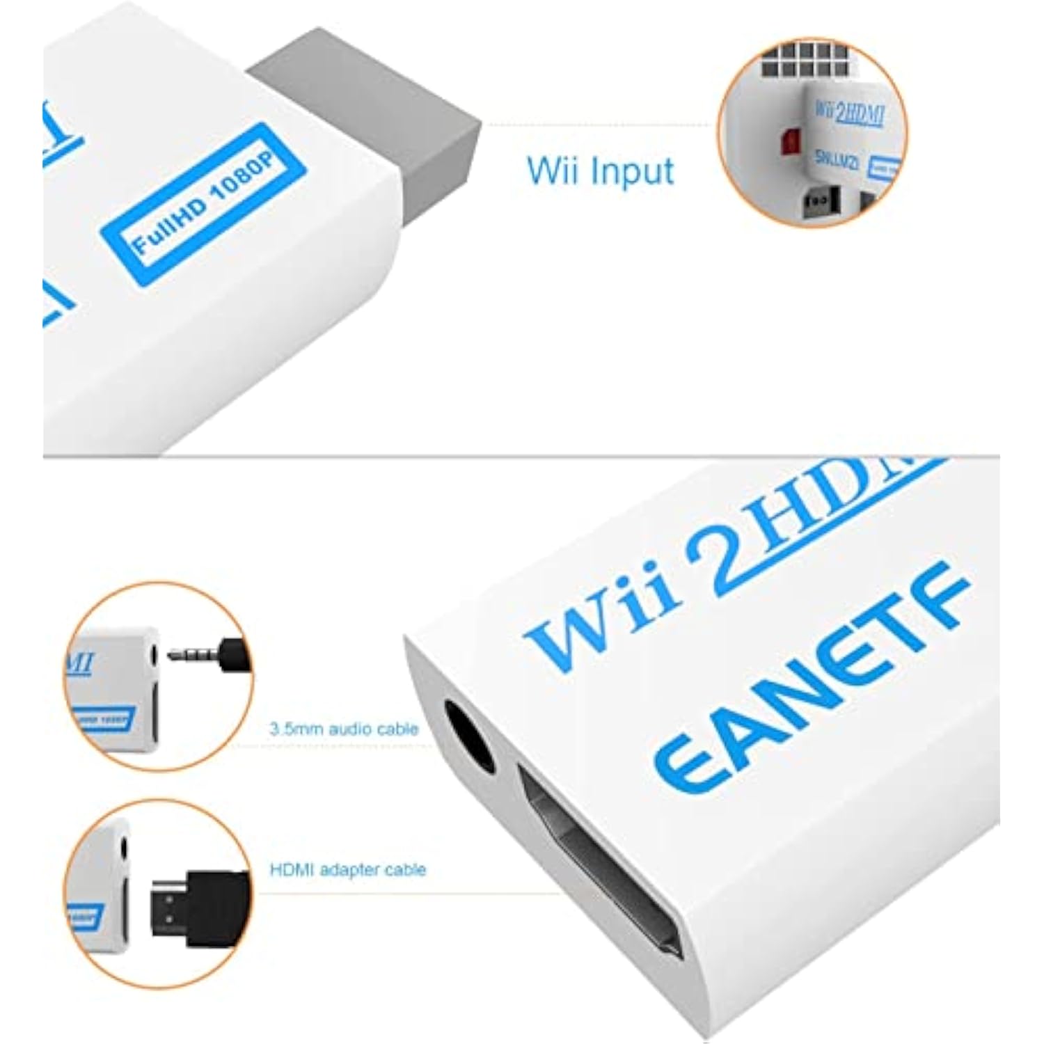 Wii To Hdmi Converter, Wii To Hdmi 1080P With 5Ft High Speed Hdmi Cable Wii2 H