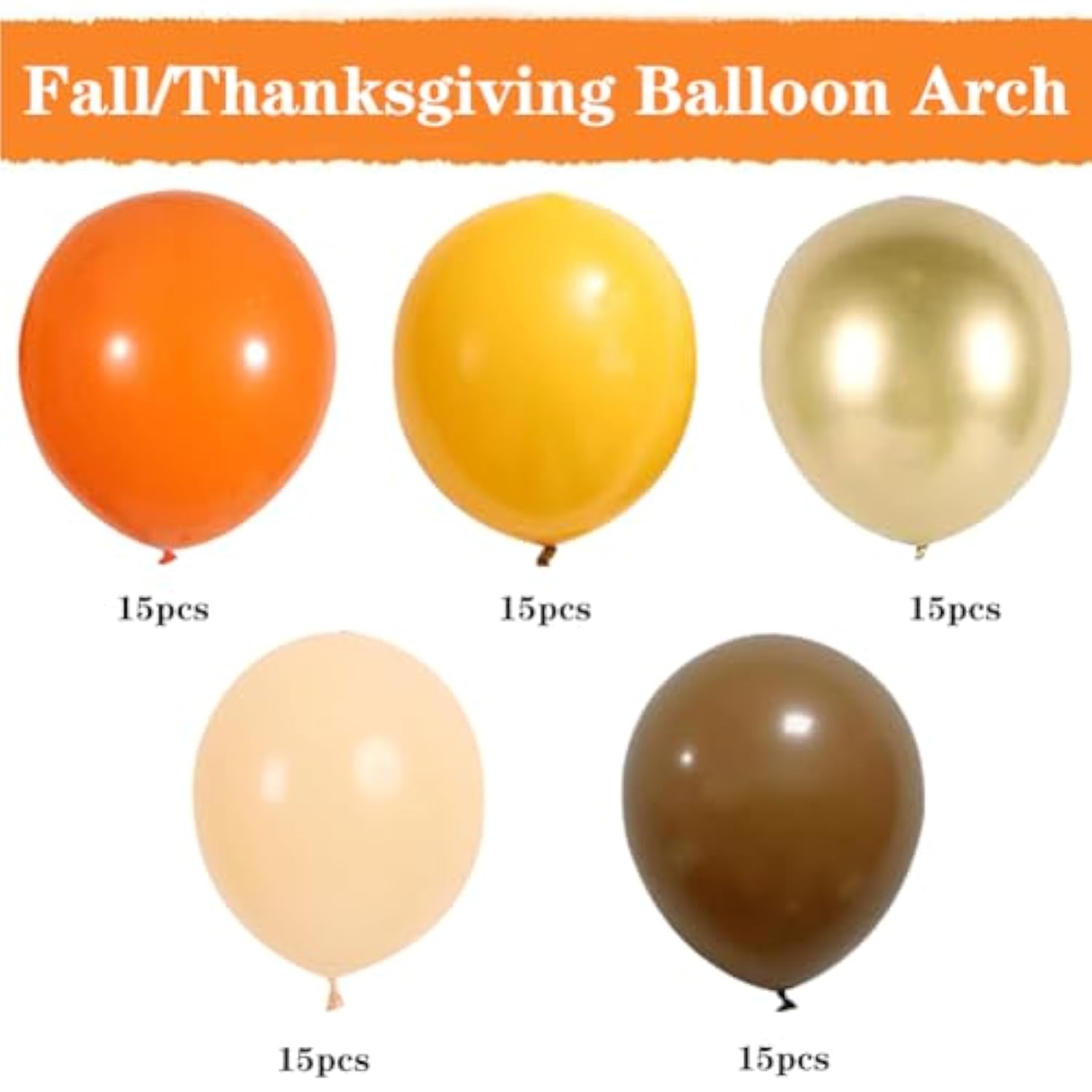 Fall Balloons Orange Yellow Gold for Thanksgiving Autumn Baby Shower Birthday Party Decor