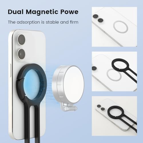 Magnetic Phone Tripod Stand,Foldable Adjustable Mini Tripod Pocket Cell Phone Stand Strong Magnet Quick Mount for Desk Use, Content Creation, Video
