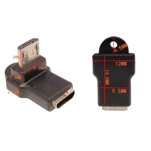 Micro USB 2.0 5Pin Male to Female M to F Extension Connector Adapter Long Plug Connector 90 Degree Right & Left Up Down Angled (UP)