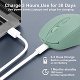 Rechargeable Wireless Mouse For Laptop/Ipad/Macbook Pro/Air, Silent Portable Slim For Surface Pro/Pc/Lenovo/Samsung Tablet (Light Green)