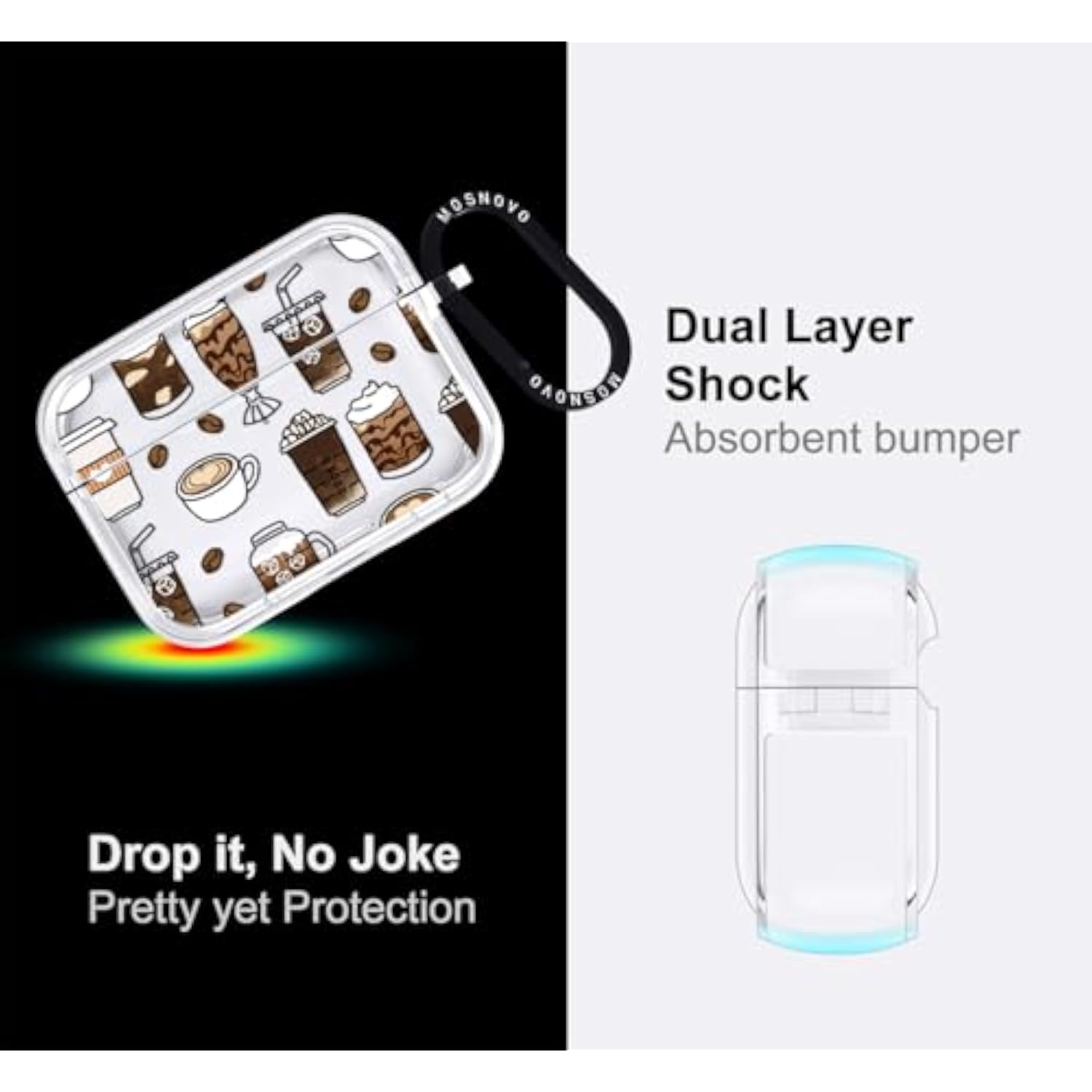 Protective Clear Case for AirPods Pro 3 with Luxe Metal Ring - Coffee
