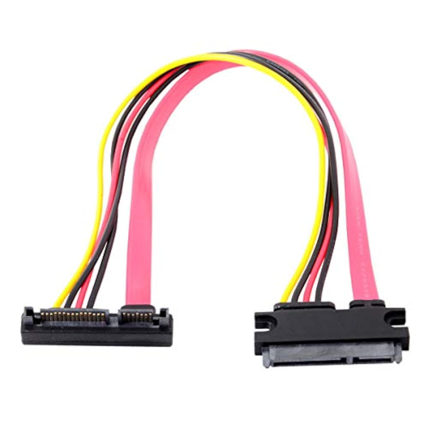 cablecc Down Angled SATA III 3.0 7+15 22 Pin SATA Male to Female Data Power Ex