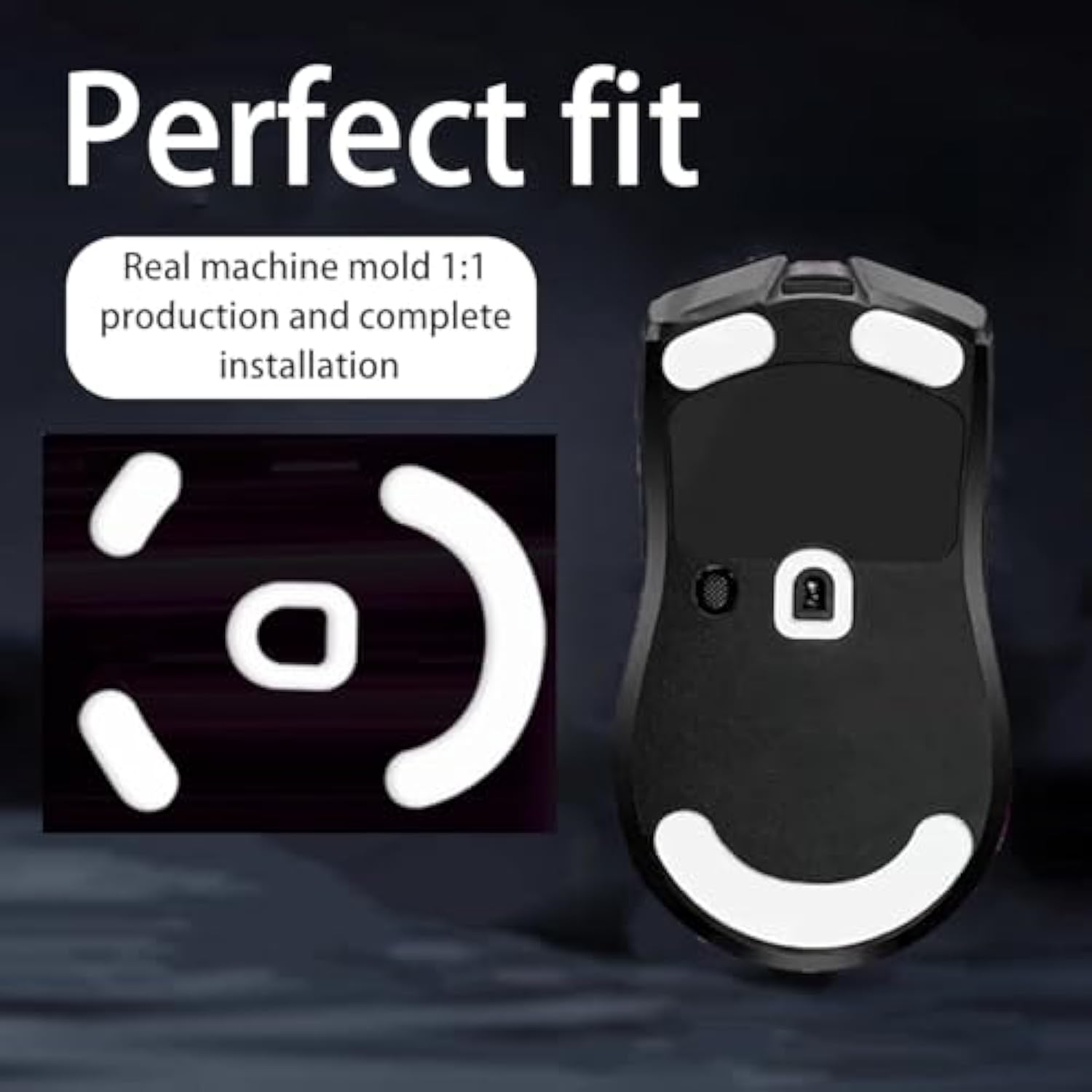 Mouse Grip Tape Full Coverage For Razer Viper V2 Pro, Rounded Curved Edges Mouse Feet Skates,Self-Adhesive Precut Sweat-Resistant Professional Mice Upgrade Kit(Foot Pad + White Mouse Grip Tape)