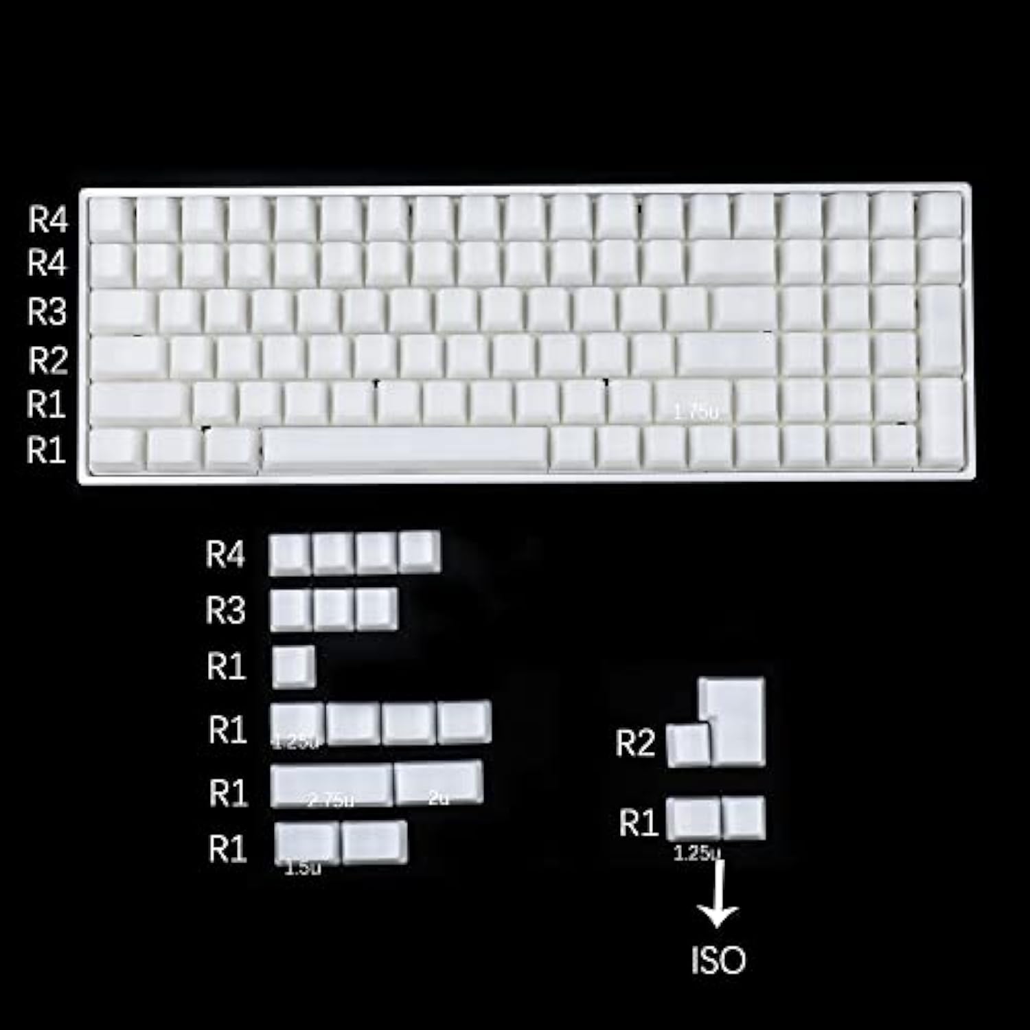 120 Keys Abs Ansi Iso 1.2Mm Blank Milk Fog Oem Profile Shine Through Keycap Fo