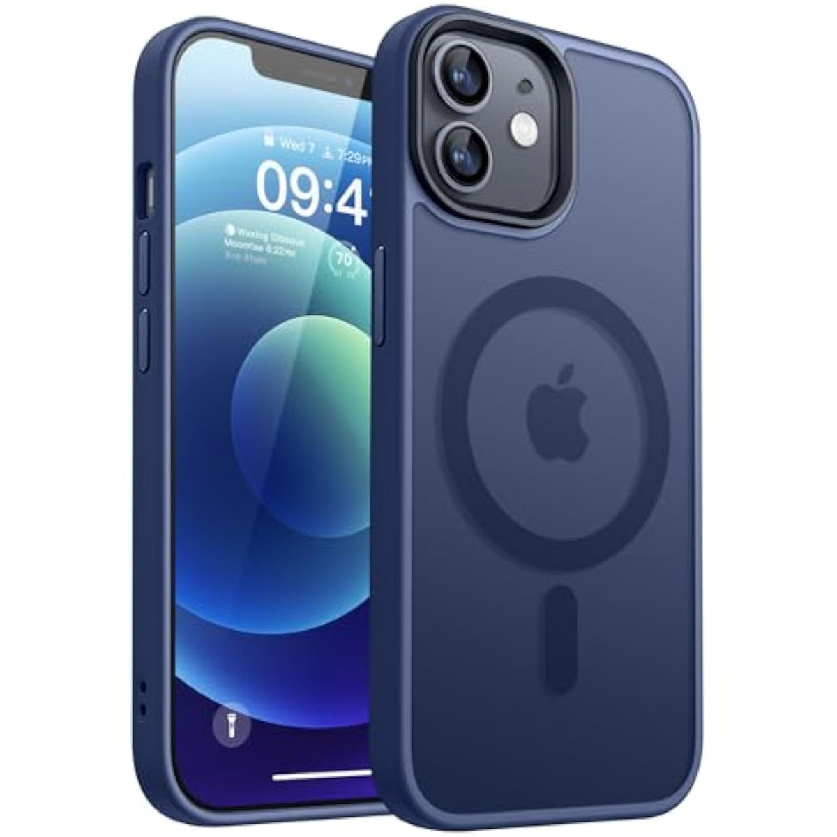Magnetic Compatible With Iphone 12 Case/Iphone 12 Pro Case [Compatible With Magsafe] [Translucent Matte] Slim Thin Shockproof Protective Bumper Cover Phone Case 6.1 Inch - Deep Blue