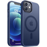 Magnetic Compatible With Iphone 12 Case/Iphone 12 Pro Case [Compatible With Magsafe] [Translucent Matte] Slim Thin Shockproof Protective Bumper Cover Phone Case 6.1 Inch - Deep Blue