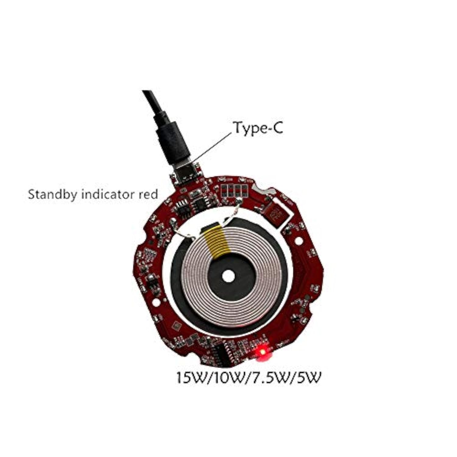 Type C Car Mobile Phone Magnetic Qi Fast Wireless Charger/Charging/Charge Transmitter Pcb Module 15W 10W 7.5W 5V 2A Input