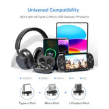 6Ft 540 Rotating 3 In 1 Magnetic Phone Charger Cable, 3A Fast Charge, 480Mbps Data Transfer, Nylon-Braided Cords For Micro Usb/Type C/Iphone