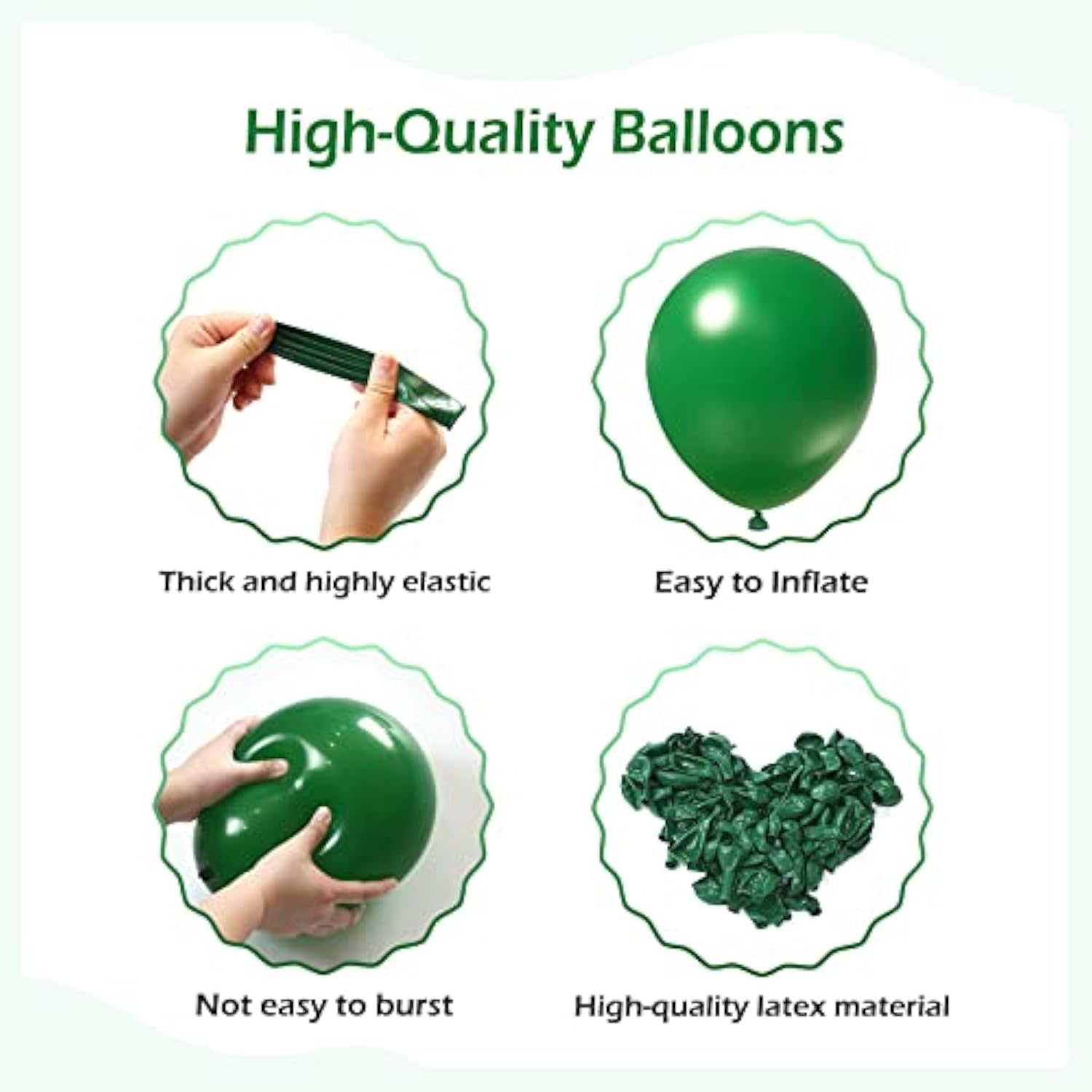 110pcs Dark Green Balloon Garland Kit – Assorted Sizes for Party, Baby Shower & Graduation