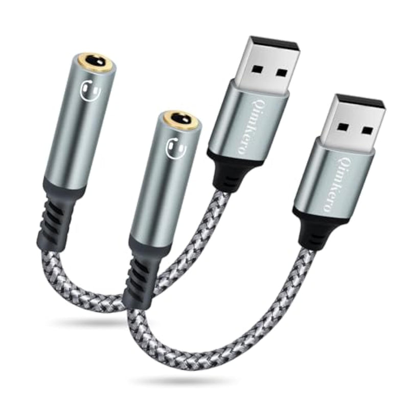 (2-Pack) External Stereo Sound Card, Usb-A To 3.5Mm Trrs 4-Pole Female, Usb To 3.5Mm Aux Stereo Audio Cable For Pc Windows, Laptop, Mac, Desktops, Linux, Ps4 Plug And Play No Drivers Needed