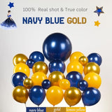 Pearl Navy Blue And Gold Balloon Garland Arch Kit 132Pcs Pearl Deep Navy And Chrome Gold Lemon Yellow Balloons For Boy Baby Shower Prince Birthday Cartoon Lion Theme Birthday Decorations