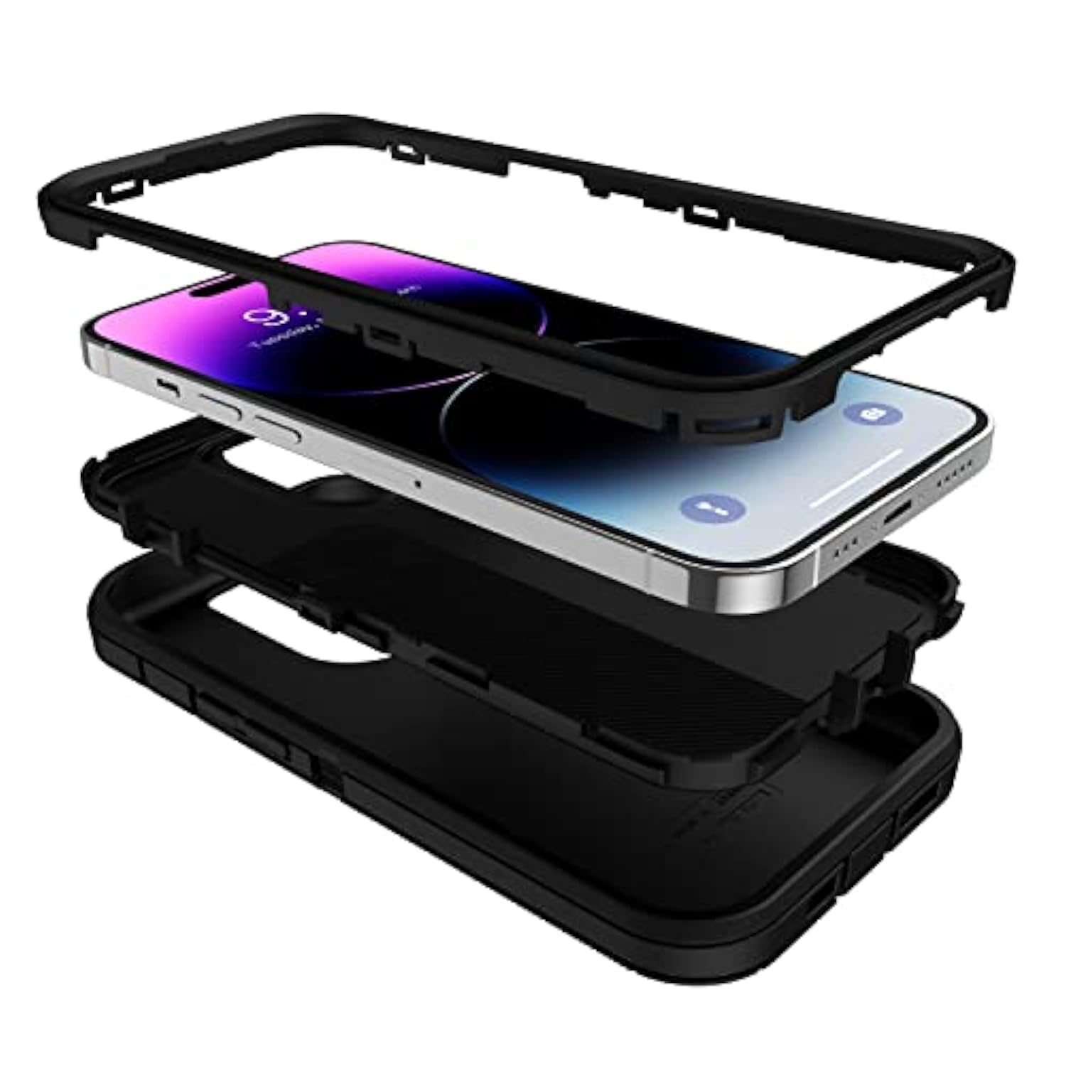Heavy Duty Made For Iphone 14 Pro Case With Tempered Glass Screen, Camera Lens Protector 3-Layer Full Body Protection Shockproof Dustproof Cover For 14 Pro Phone Case 6.1" (Black)