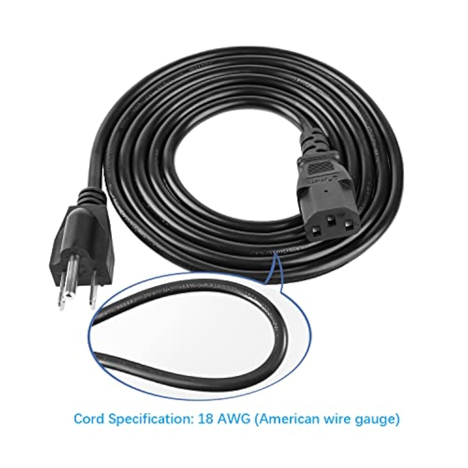 Power Cord Compatible With Samsung Plasma Tv, Ion Speaker, Dynex Panasonic Sony Philips Sanyo Lg Tv 6Ft 3 Prong Universal Power Cable Replacement