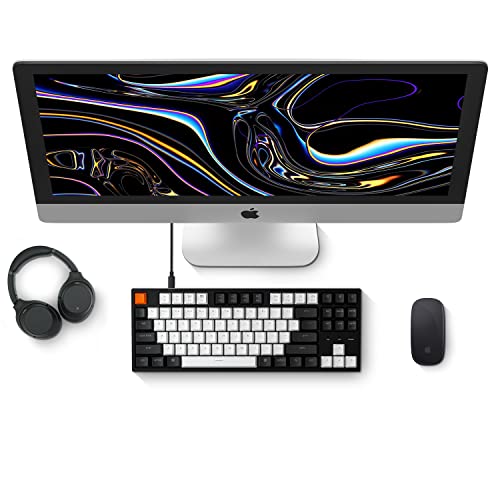 C1 87 Key Tkl Wired Mechanical Keyboard For Mac Windows, 80% Layout Gateron Brown Switch White Led Backlit Double-Shot Abs Keycaps, Usb-C Gaming Keyboard For Gamer/Typists/Office