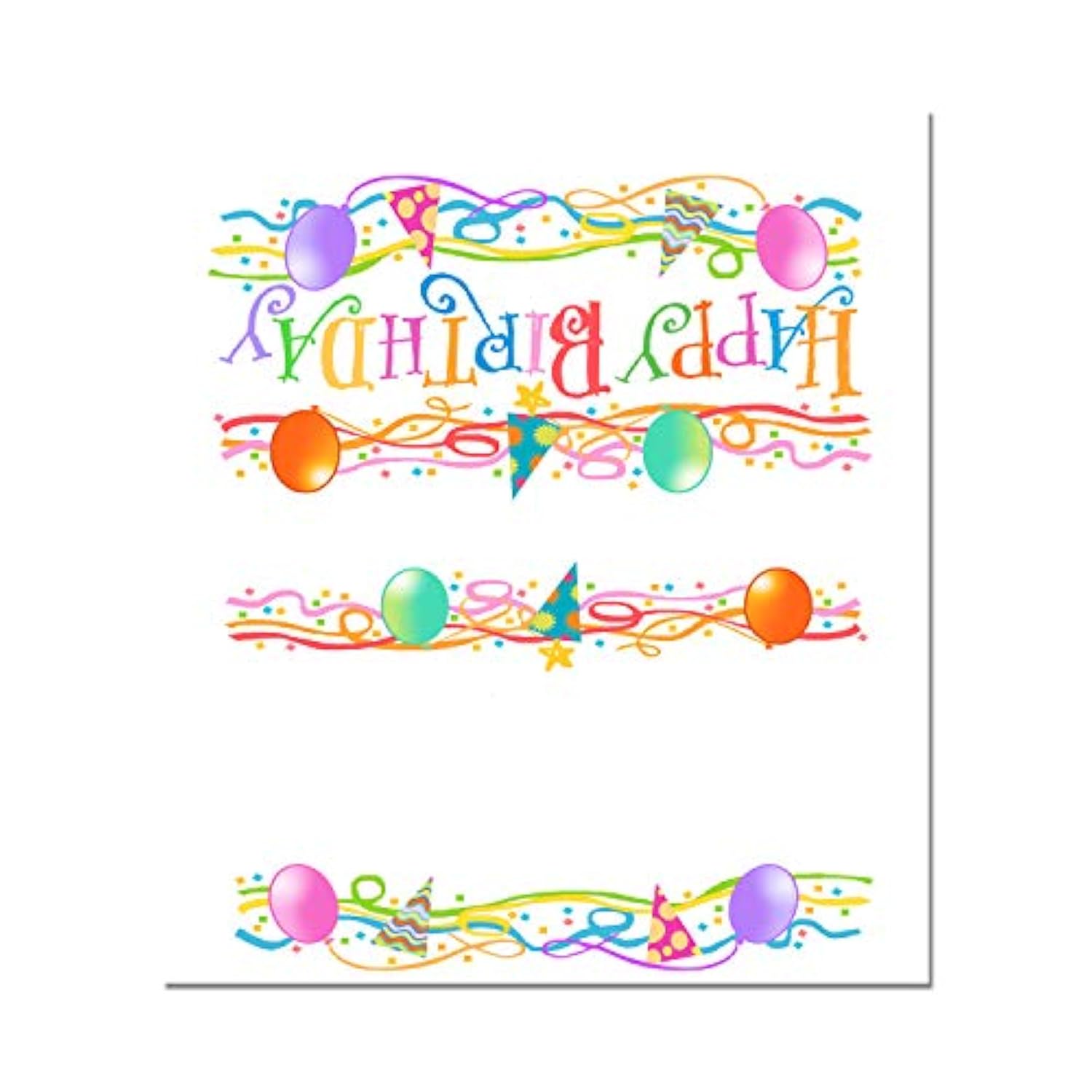 Birthday Party Place Cards - 25 Happy Birthday Guest Seating Name Cards - Party Table Tents - Name Cards (Balloons & Confetti)