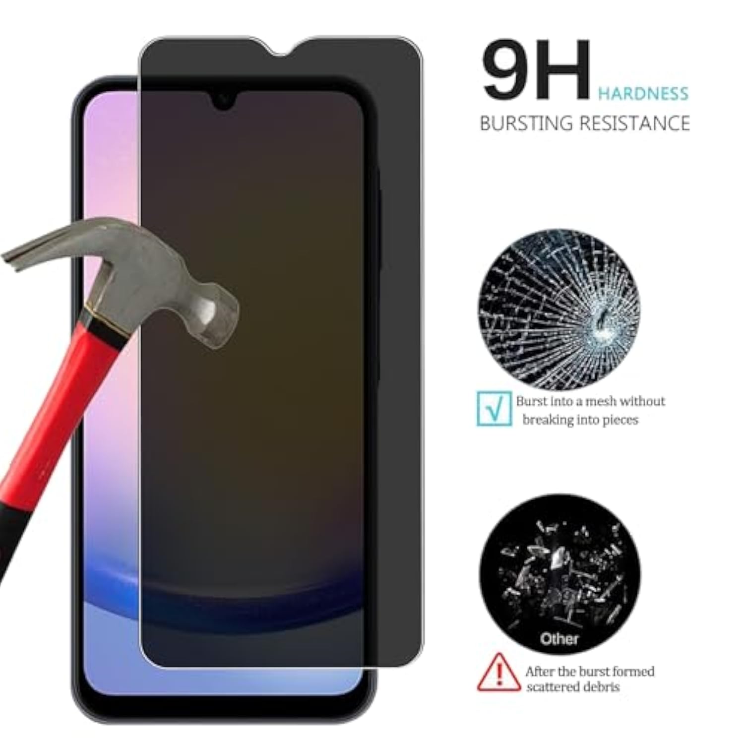[3 Pack Privacy Screen Protector For Samsung Galaxy A25 5G, 9H Hardness, Anti-Scratch, Anti Spy, Tempered Glass Screen Protector For Samsung Galaxy A25 5G