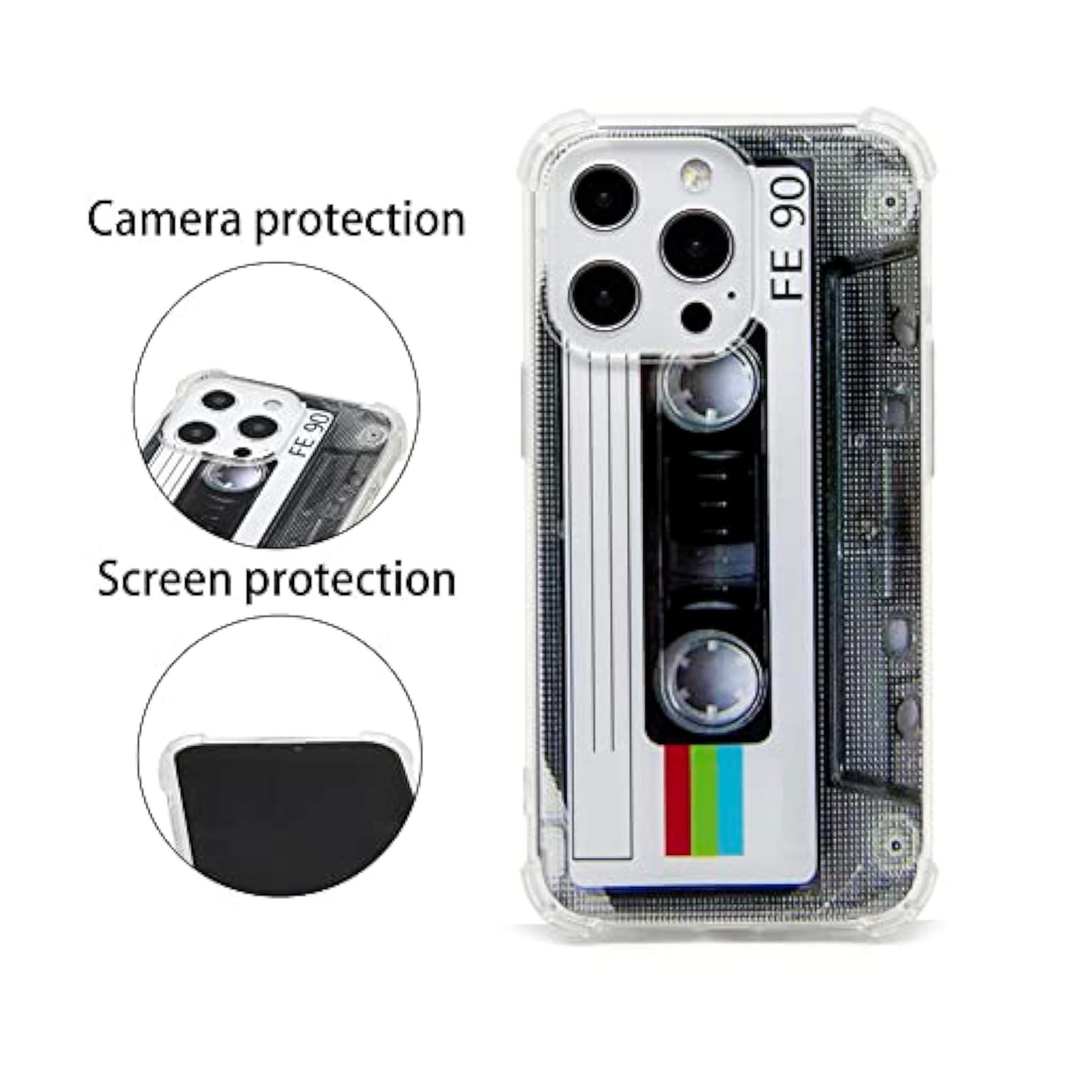 Case For Iphone 13 Pro Matte Finish Heavy Duty Soft Back Cover With Reinforced Corners Tpu Soft Bumper Retro Cassette Tape Case Compatible With Iphone 13 Pro