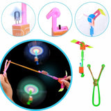 25 Sets Led Flying Set, Flying Rocket Copters Outdoor Game Toys Glow In The Dark Party Supplies Party Favors For Kids 8-12,4-8, 25 Slingshot+25 Glow Helicopter