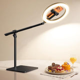 Ring Light with Stand for Desk,Adjustable Overhead Phone Mount with 10" Selfie Light Phone Tripod with Ring Light and Remote, Phone Stand with Light