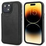 Onetop Compatible With Iphone 15 Wallet Case With Card Holder, Pu Leather Kickstand Card Slots Case, Double Magnetic Clasp And Durable Shockproof Cover 6.1 Inch (Black)