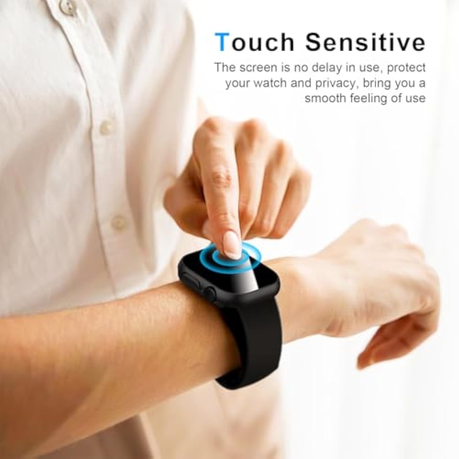 [3 Pack] Privacy Screen Protector For Apple Watch Series 11 2025 Series 10 46Mm, Hard Pc Ultra-Thin Case With Built-In Tempered Film For Iwatch Series 11/10 46Mm, Black/Clear/Blue