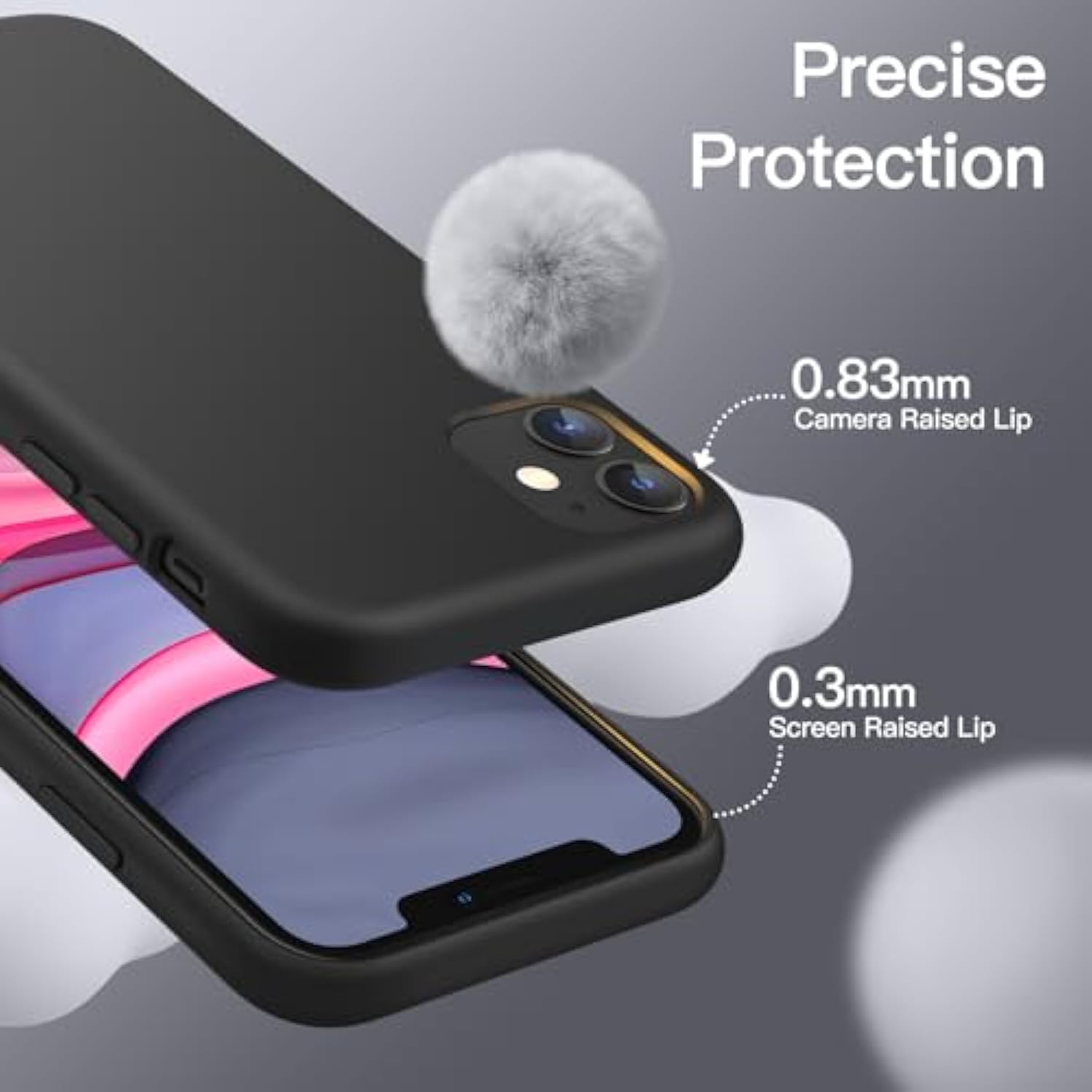 JETech Silicone Case for iPhone 11 (2019) 6.1-Inch, Silky-Soft Touch Full-Body Protective Case, Shockproof Cover with Microfiber Lining (Black)