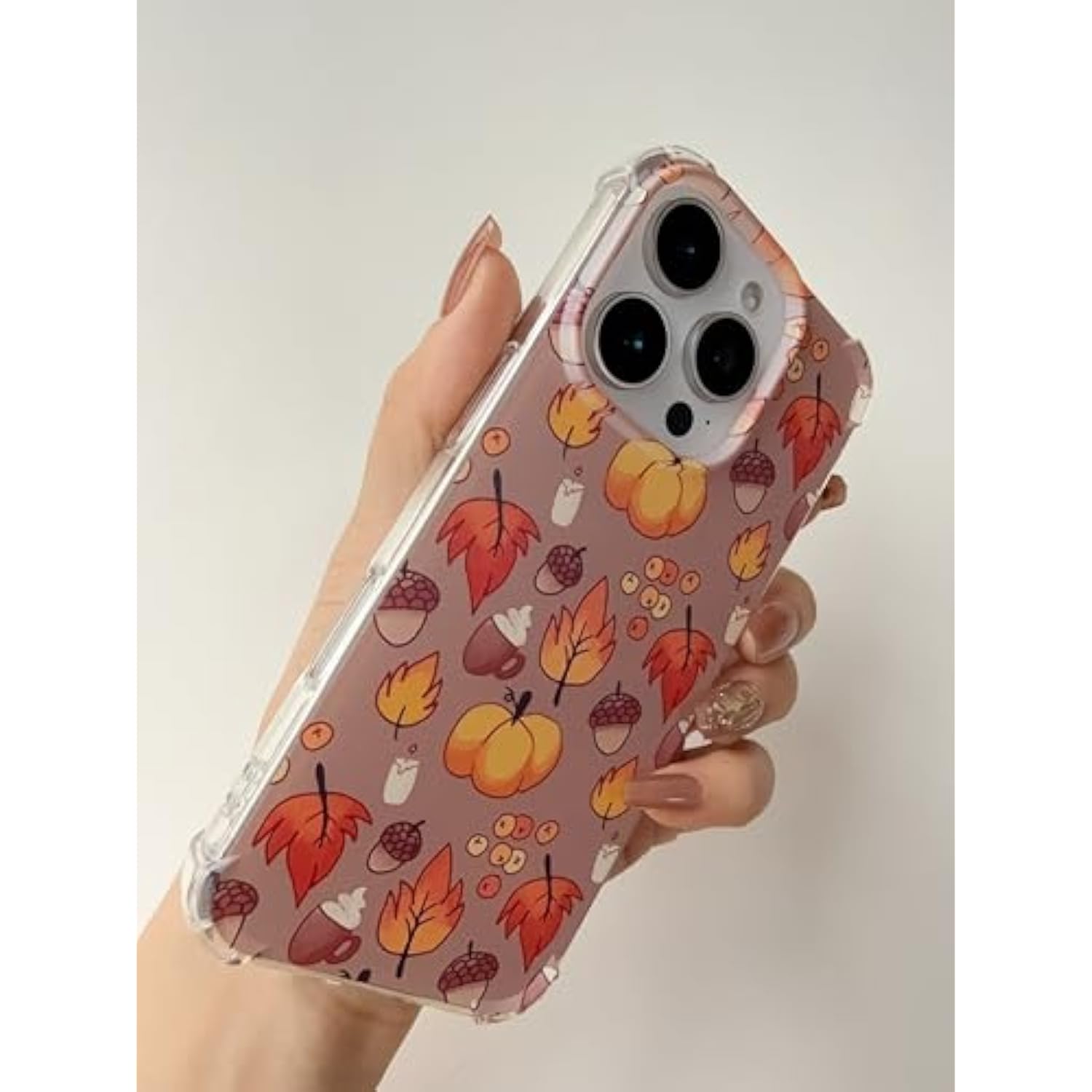 Fall Leaves Pumpkin Acorns Case Compatible With Iphone 14 Pro, Aesthetic Autumn Halloween Case For Iphone 14 Pro For Teens Men And Women, Cool Tpu Bumper Phone Case Cover