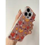 Fall Leaves Pumpkin Acorns Case Compatible With Iphone 16 Pro Max, Aesthetic Autumn Halloween Case For Iphone 16 Pro Max