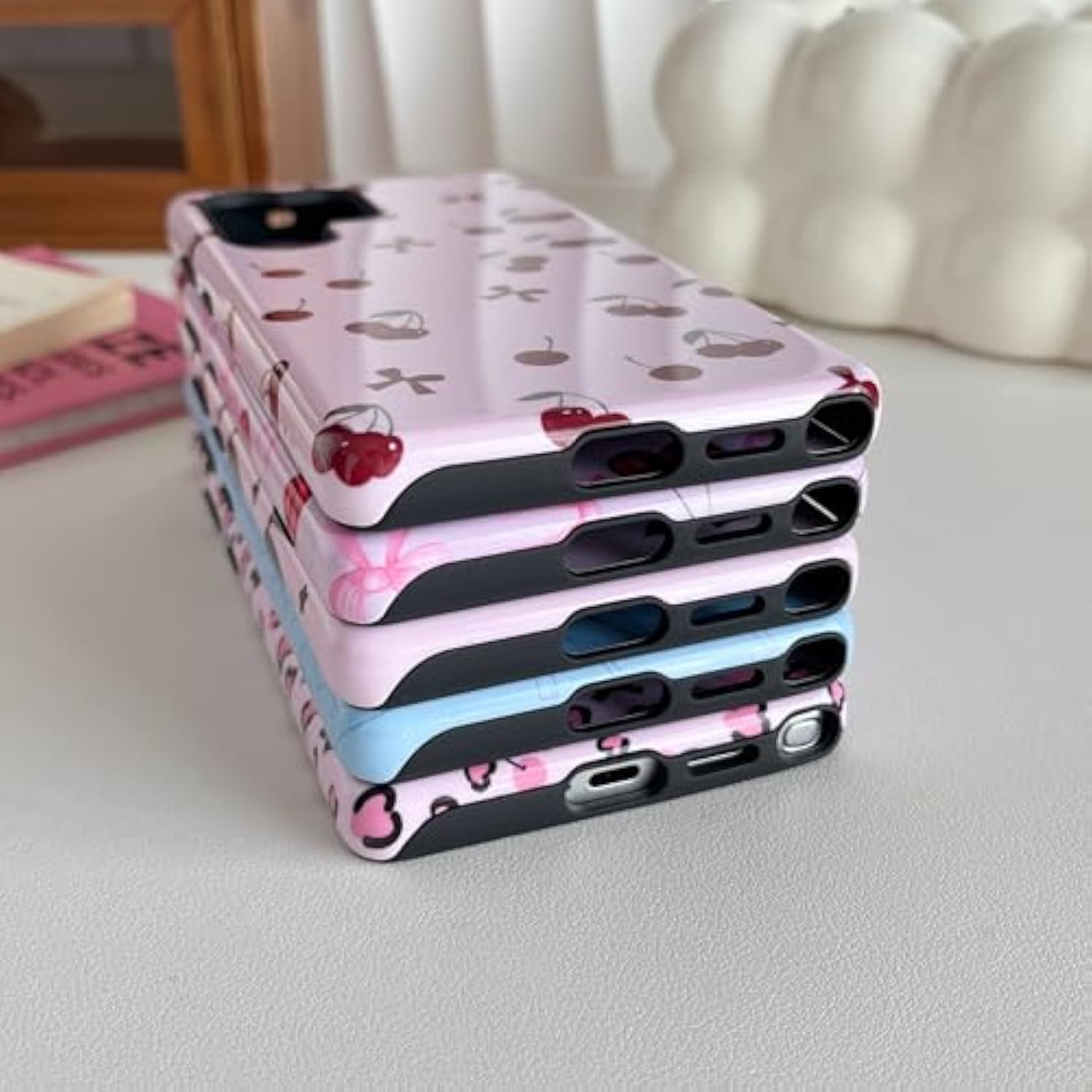 Case For Samsung Galaxy S25 Ultra, Cute Pink Bow Cherry Print Aesthetic Trendy Pattern For Women Girls Slim Durable Bumper Shockproof For Samsung Galaxy S25 Ultra Case, Pink Ribbon/Glossy