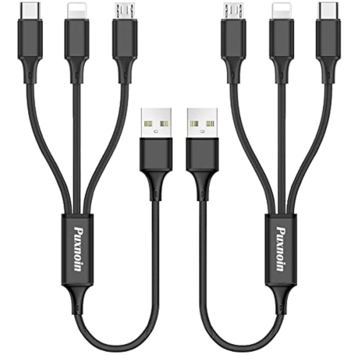 Multi Charging Cable, 2Pack Multi Charger Cable Short 1Ft Braided Universal 3