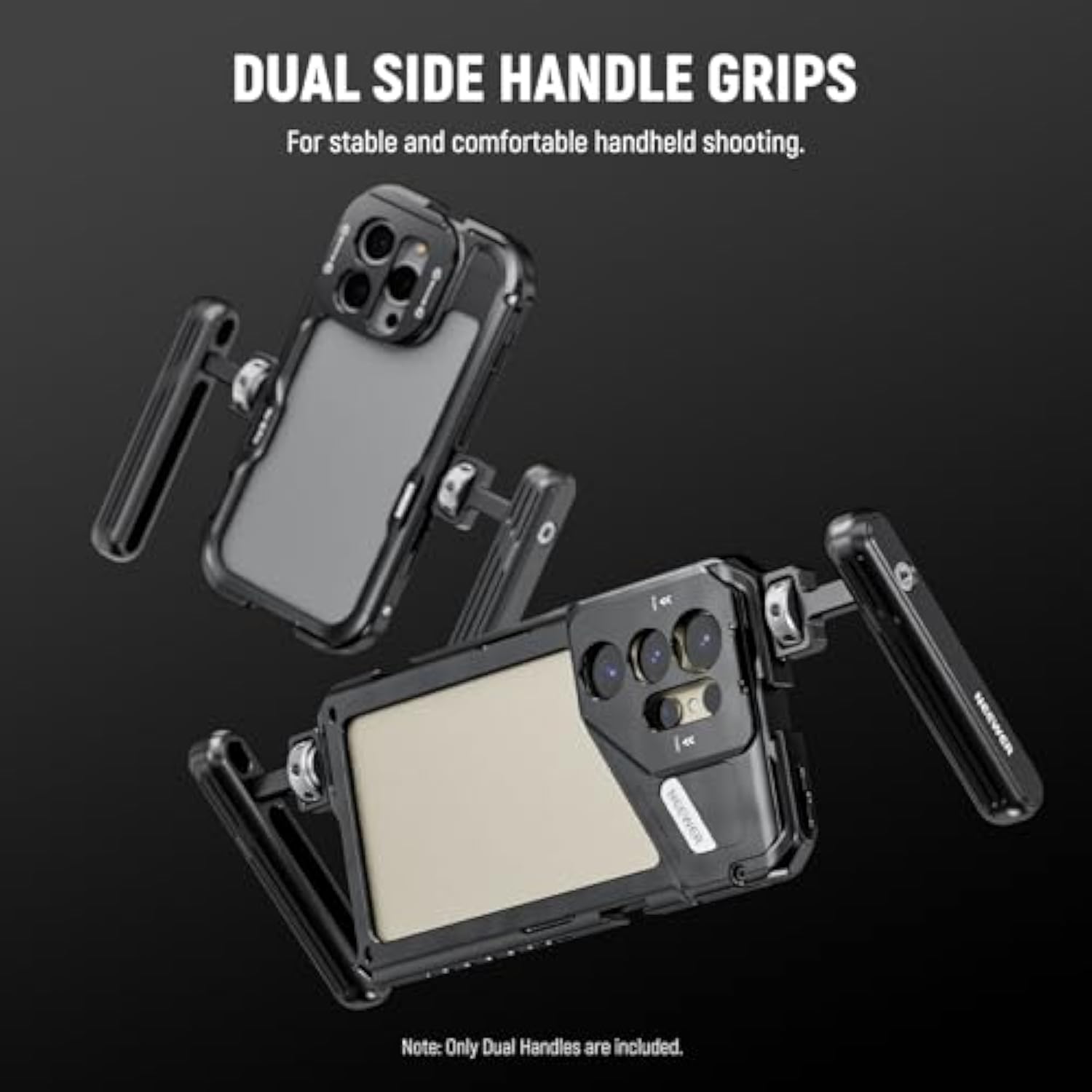 Neewer 2Pack Rotatable Side Handle/Top Handle For Smartphone Video Rig Filming Equipment, Aluminum Grips With 1/4" Screws Compatible With Smallrig Phone Cage Stabilizer For Video Recording, Pa026