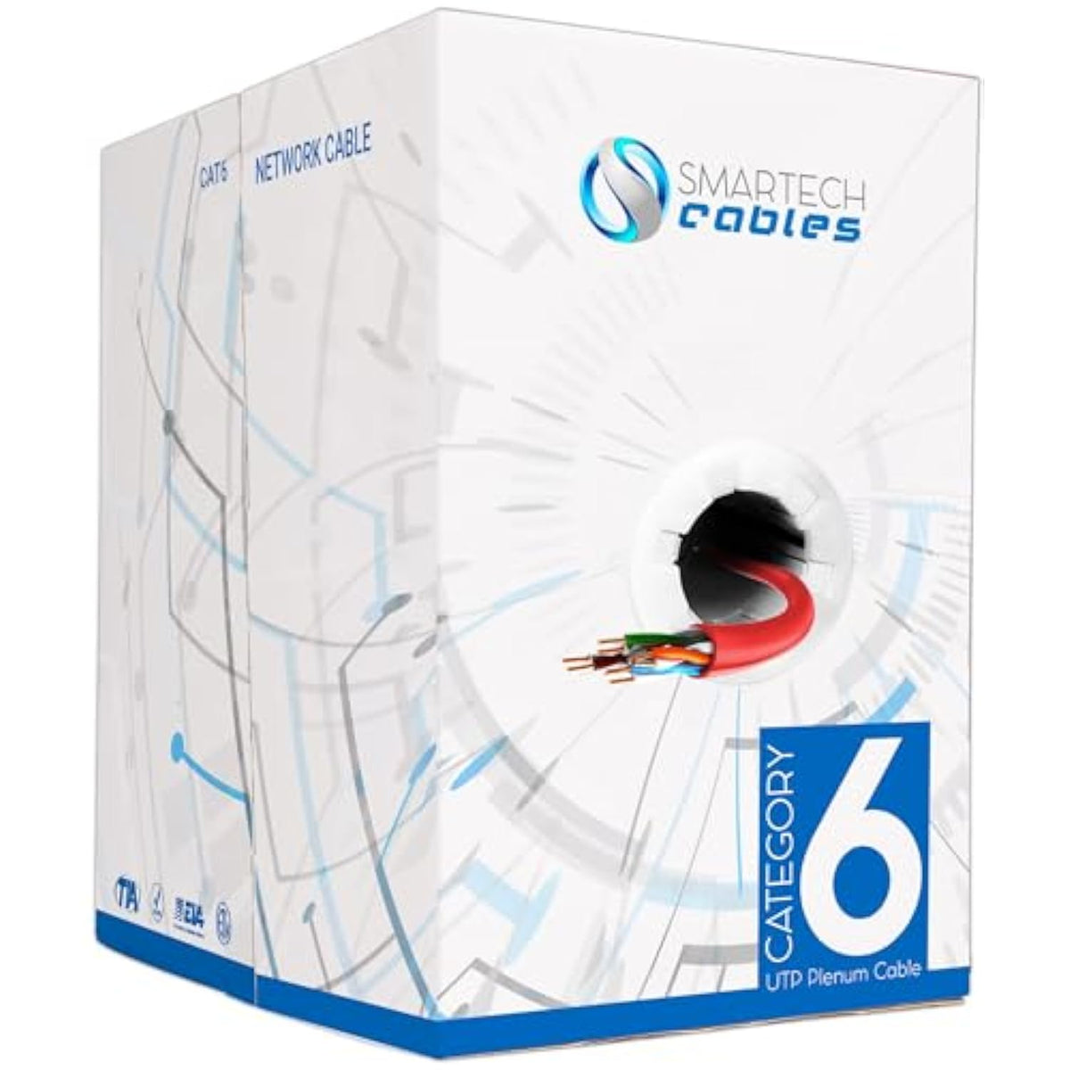 | Cat6 Plenum Cable 1000Ft Red | 23Awg, 550Mhz Utp, 4Pair, 10Gb Ethernet Cable | Dsx-8000 Tested | Certified Bulk Cat 6 (Cmp) For High Speed Networking & Gaming