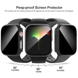 2-Pack Privacy Screen Protector Case for Apple Watch Series 7-9 45mm Black