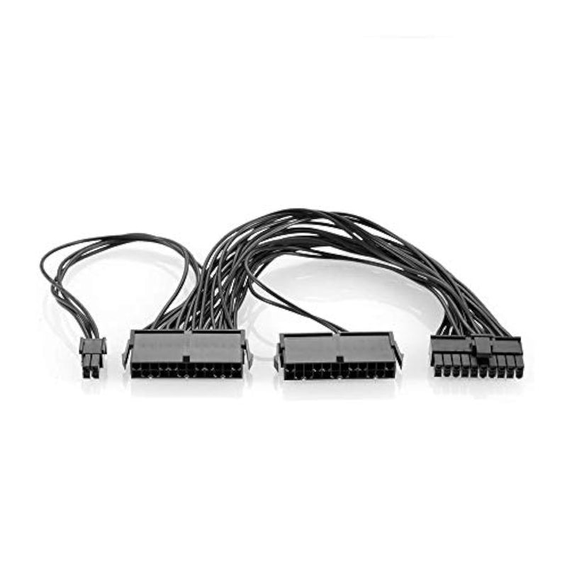 Dual Multiple Psu Power Supply 24 Pin Extension Cable Splitter Adapter Kit, Fo