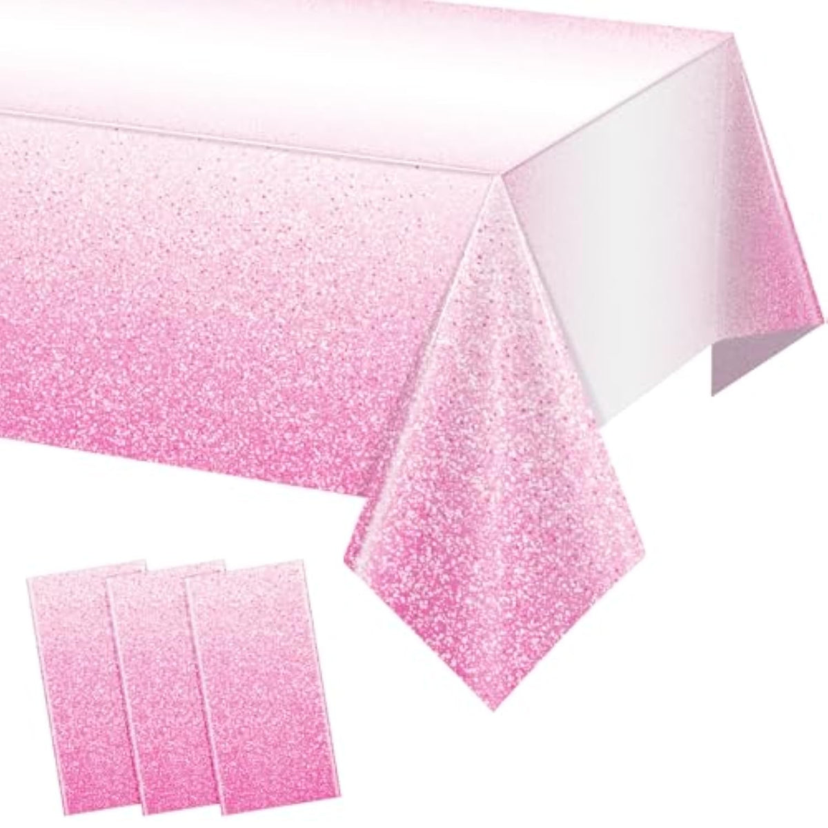 3 Pack Ombre Pink Disposable Tablecloths, 54x108" for Parties & Events