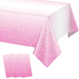 3 Pack Ombre Pink Disposable Tablecloths, 54x108" for Parties & Events