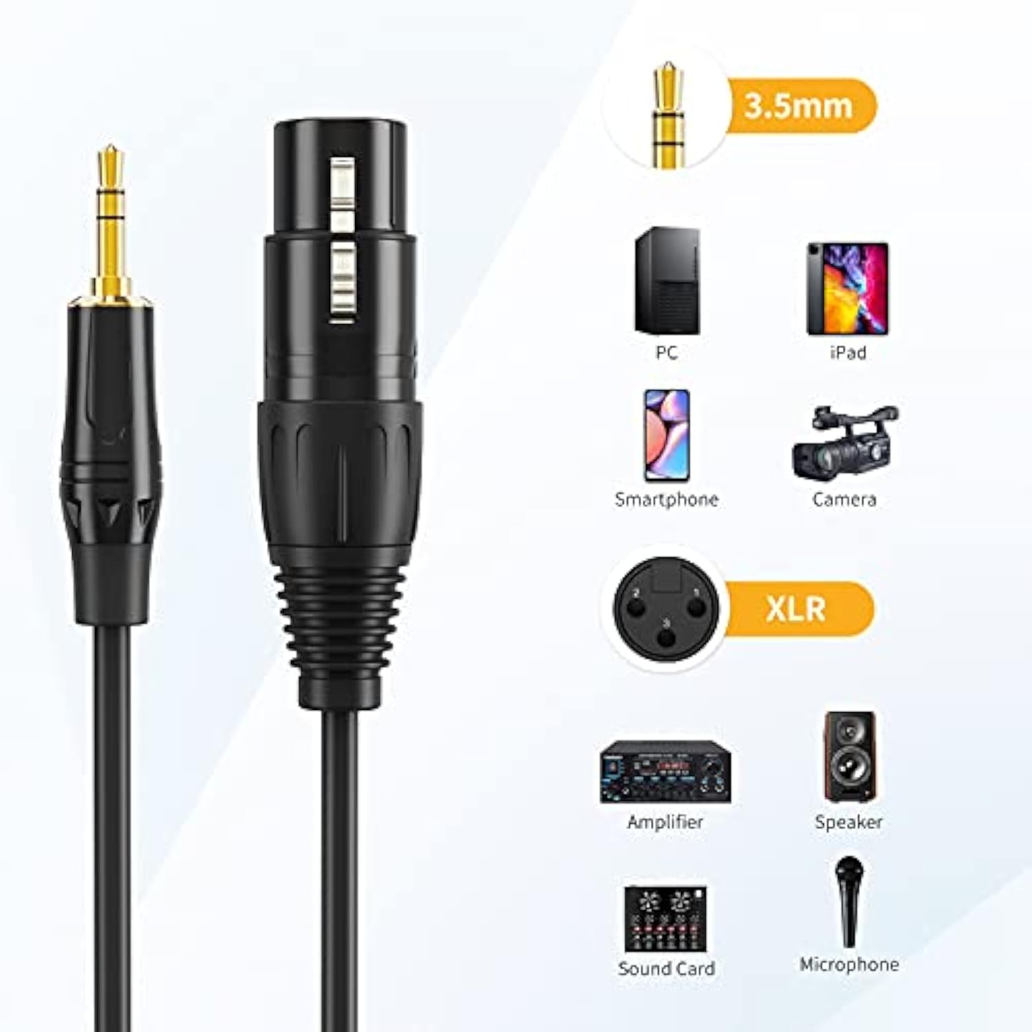 CableCreation 3.5mm (1/8 Inch) Stereo Male to XLR Female Cable, 6 Feet/Black