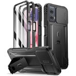 Revolution Case For Motorola Moto G Power 5G 2024 [Not Fit 2023 Version], [Slide Camera Cover], Full-Body Military Grade Shockproof Cover With Kickstand And Built-In-Screen Protector, Black