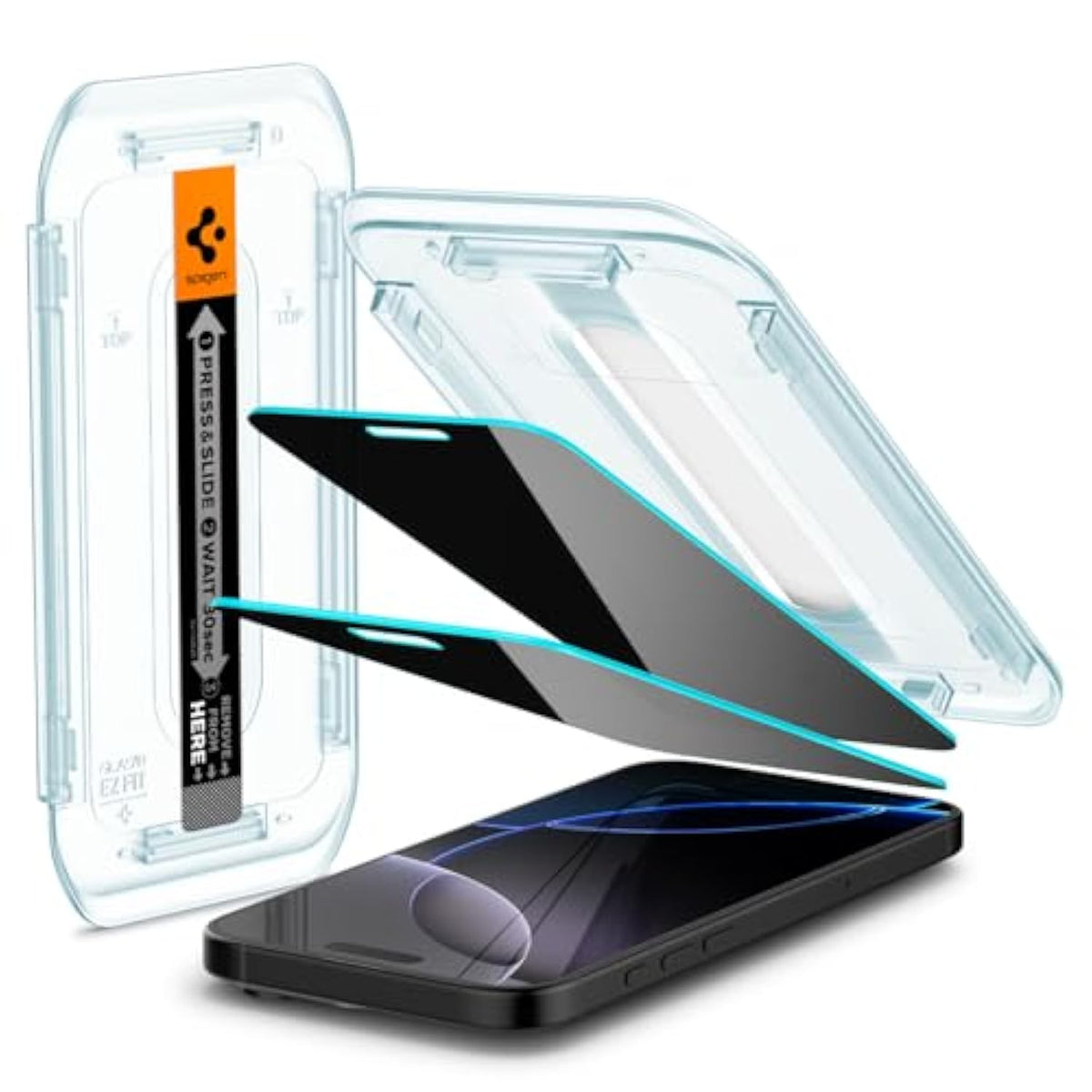Spigen Tempered Glass Screen Protector [GlasTR EZ FIT - Privacy] Designed for iPhone 16 Pro Max [2Pack]