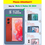 For Motorola Moto G Stylus 5G 2024 Case [15 Ft Military Grade Drop Protection] With 2X Tempered Glass Screen Protector, Heavy-Duty Shockproof Kickstand Case For Moto G Stylus 5G 2024 Dark Blue