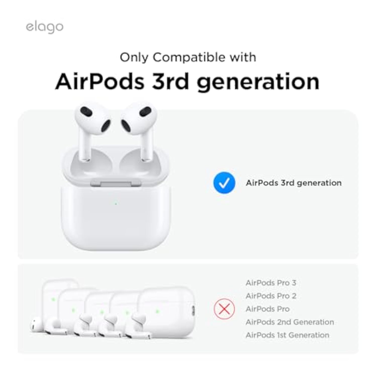 elago 4 Pairs AirPods 3 Ear Hooks Covers - [Added Storage Pouch] Comfortable and Secure Fit, Improved Sound Quality, Precise Cutout Design, Accessories Compatible with AirPods 3rd Generation (White)