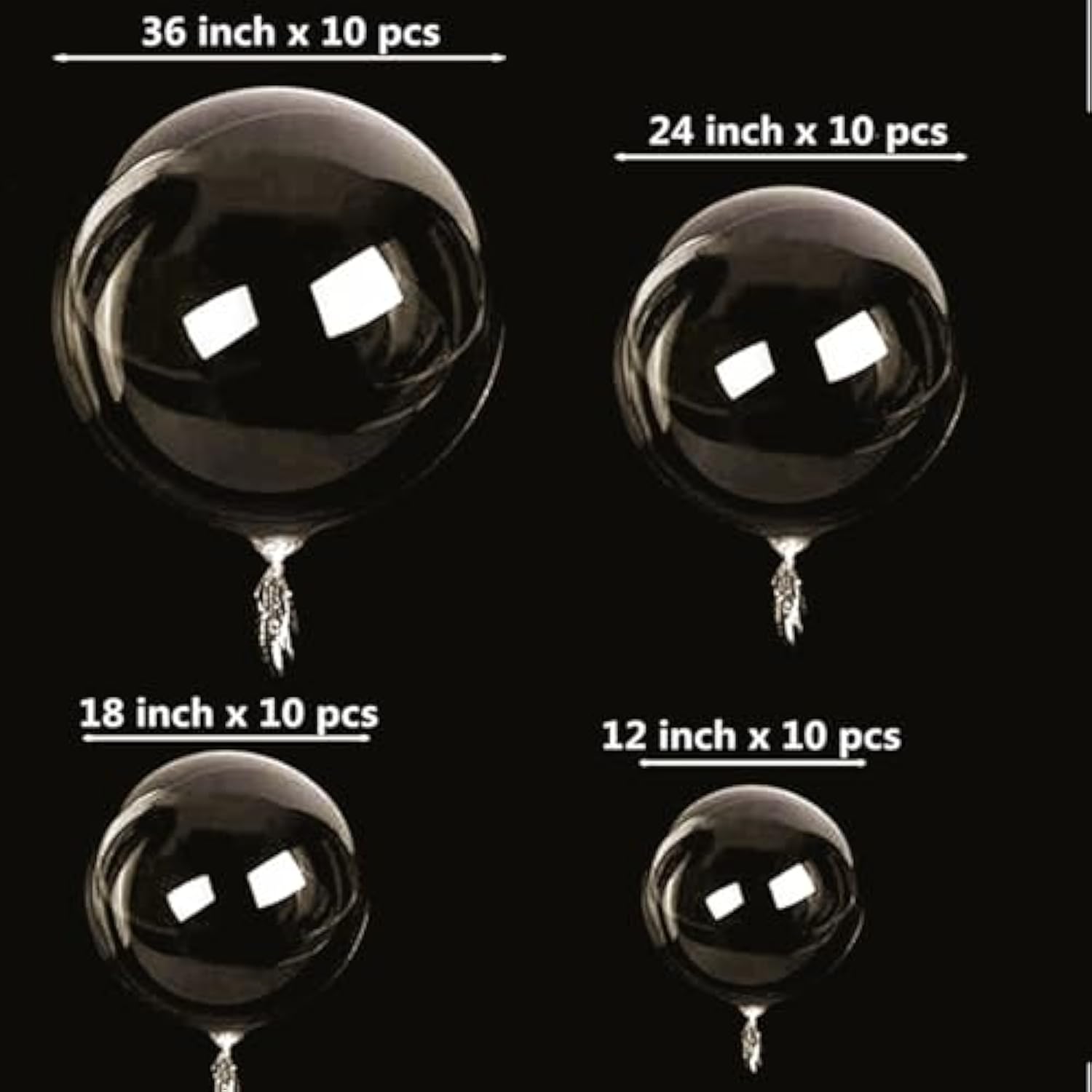 40 Clear Bobo Balloons in 4 Sizes for Party & Event Décor