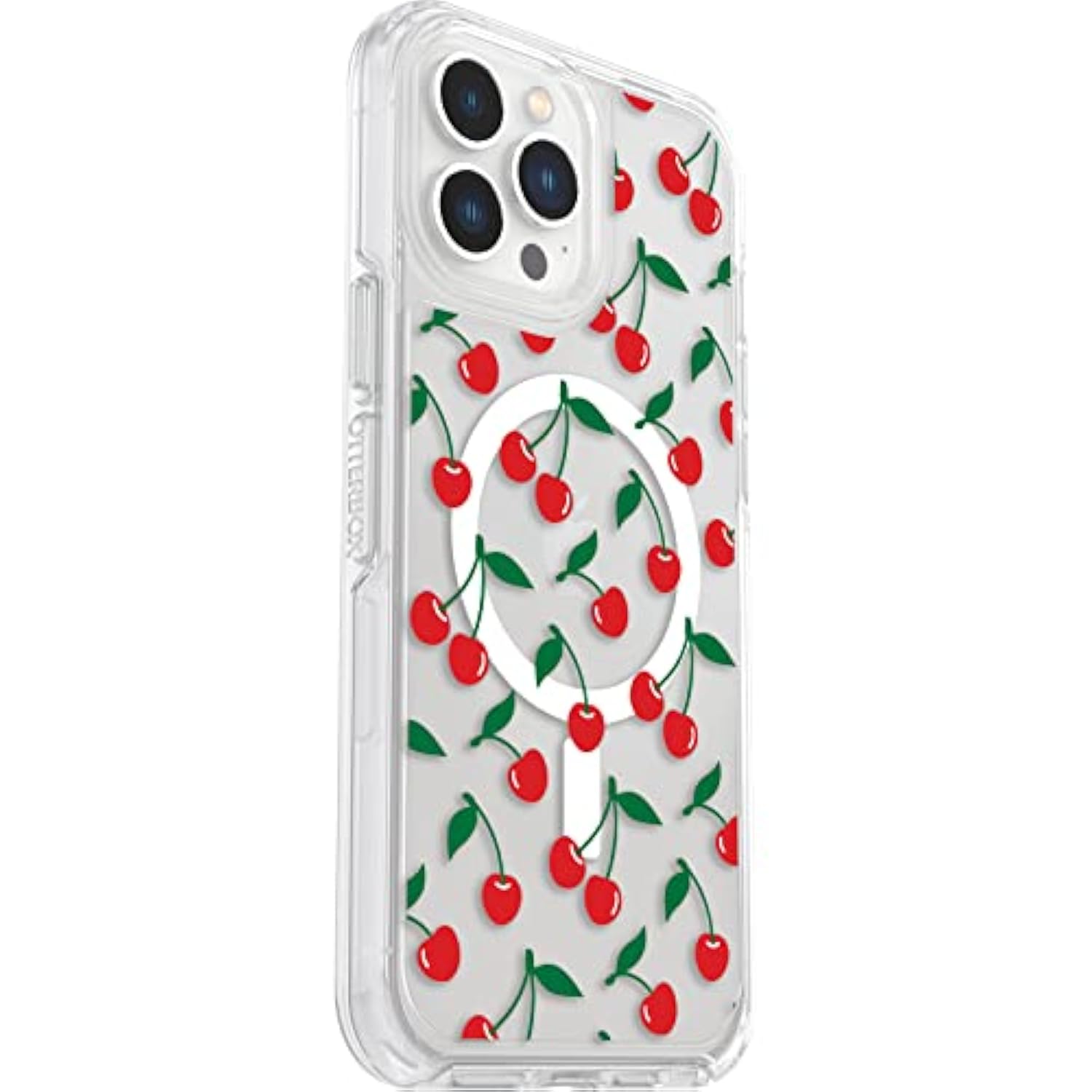 OtterBox iPhone 13 Pro Max and iPhone 12 Pro Max Symmetry Series+ Case - Cherry ON TOP, Ultra-Sleek, Snaps to MagSafe, Raised Edges Protect Camera & Screen